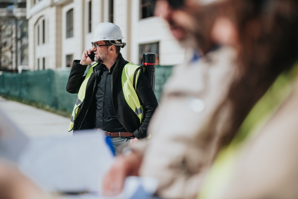 Safety inspection across a commercial building site